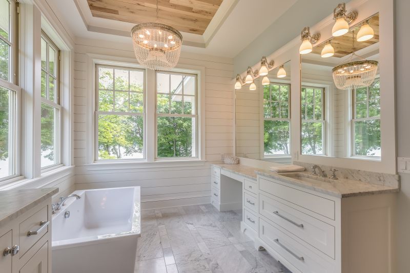 Bathroom featuring designer lighting